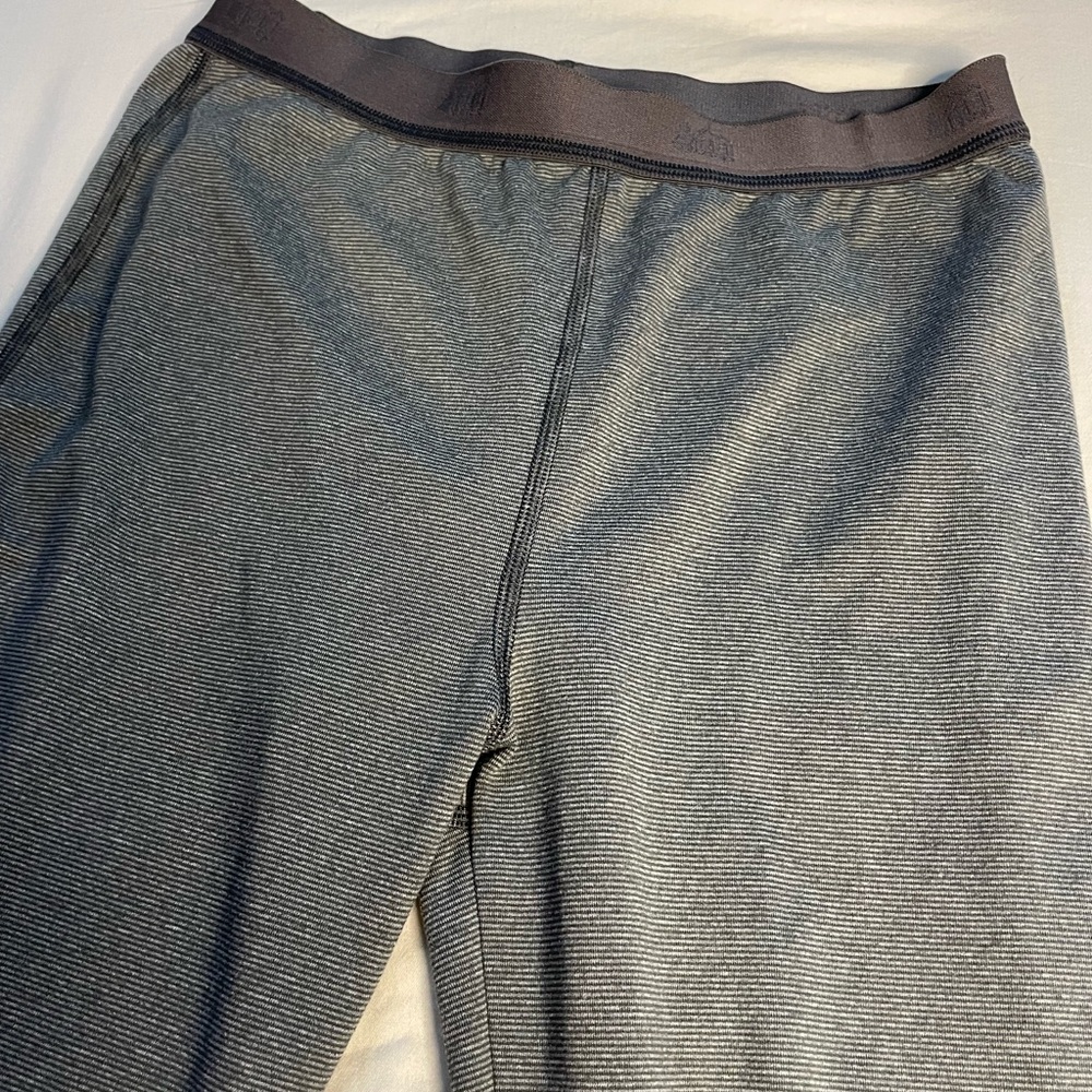 REI Co-op Kids' Gray Striped Baselayer Long Underwear Pant.